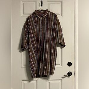 T30- F/X FUSION MultiColored Gingham Plaid TALL Button Down Shirt